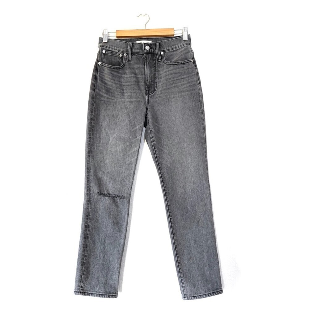 NEW Madewell 90s Perfect Vintage Mom Jean Connell Wash Ripped Edition 26 Gray